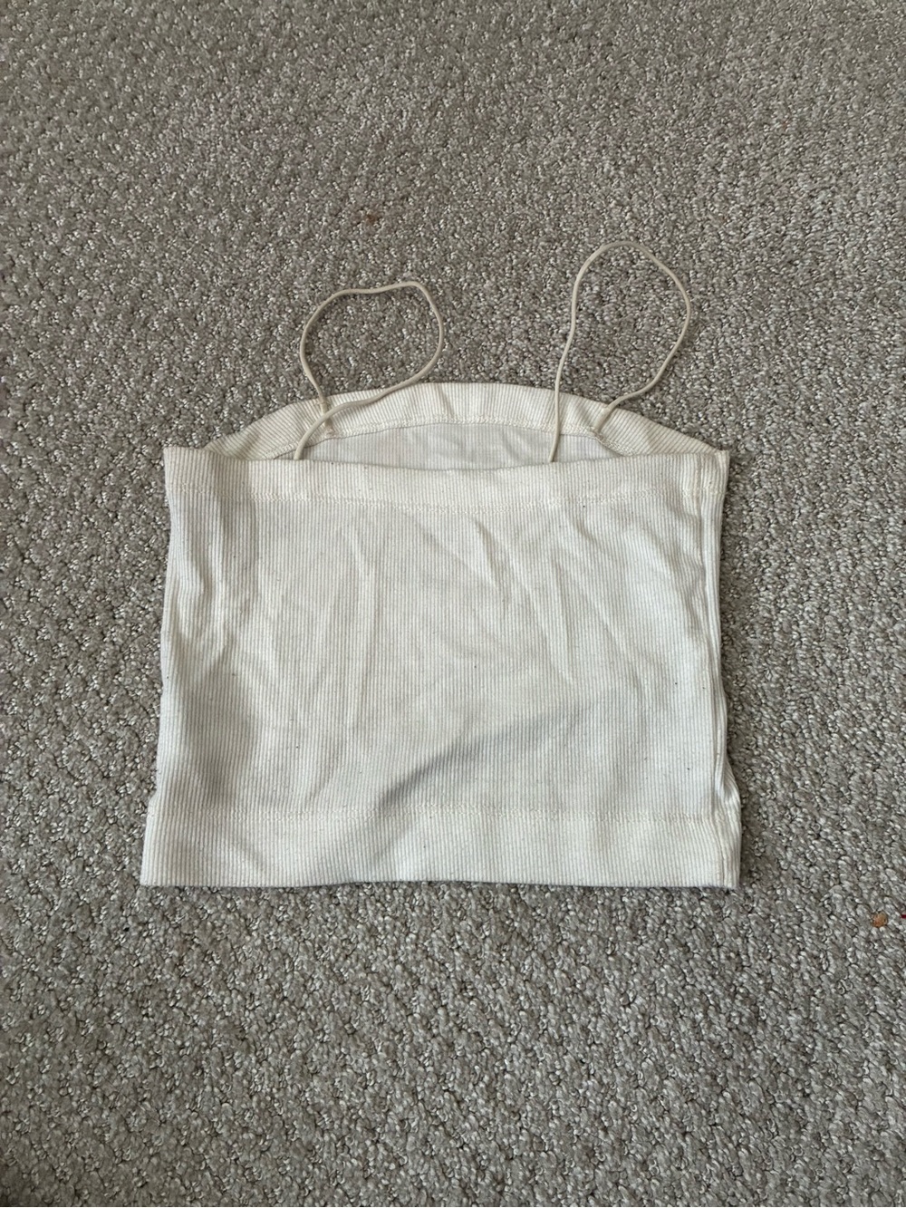 Target Cream Ribbed Spaghetti-Strap Crop Tank